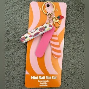 Mini Nail File Keychain and charm Set - Pink, Orange & Tropical Fruit Print